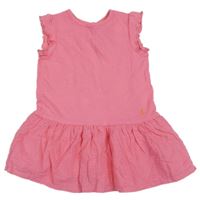 Ružové šaty s madeirou a volánikmi PETIT BATEAU