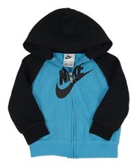 Tyrkysovo-černá propínací mikina s logem a kapucí Nike 