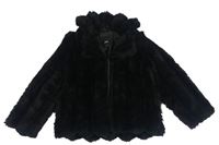 Černý žebrovaný kožešinový podšitý kabát RIVER ISLAND