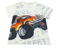 Bílé sportovní tričko s monster truckem 