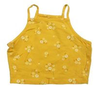 Horčicový crop top s kvetmi George
