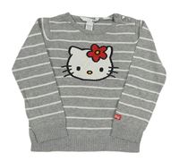 Šedo-bílý pruhovaný melírovaný svetr s Kitty H&M
