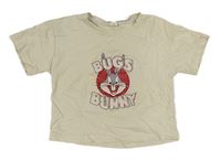 Světlebéžové crop tričko s Bugs Bunnym 