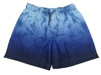 Světlemodro-tmavomodro-čierne batikované plážové kraťasy H&M