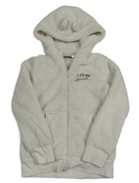 Smetanový chlupatý bomber s nápisy a pusinkou a kapucňou s uškami zn. Pepperts!