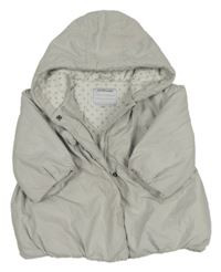 Světlešedá šusťáková zimní bunda s mašlí Vertbaudet