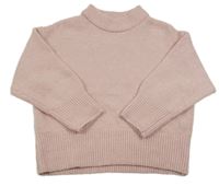 Svetloružový melírovaný vlnený oversize rolák PRIMARK