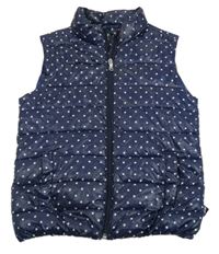 Tmavomodrá puntíkatá prošívaná šusťáková zateplená vesta Benetton