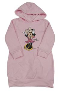 Světlerůžové teplákové šaty s Minnie a kapucí Disney