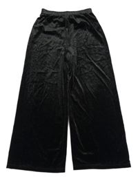 Čierne trblietavé široké zamatové nohavice Nutmeg