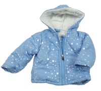 Modrá prošívaná šusťáková zimní bunda s hvězdičkami a kapucí Just too Cute