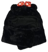 Černá kožešinová čepice se šálou - Minnie  