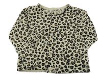 Světlebéžovo-černo-hnědý vzorovaný pletený propínací svetr H&M