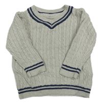 Svetlosivý melírovaný rebrovaný vzorovaný sveter s pruhmi George