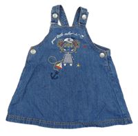 Modré rifľové šaty s dievčatkom