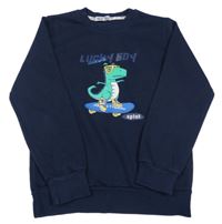 Tmavomodrá mikina s dinosaurom
