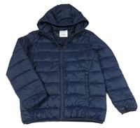 Tmavomodrá prošívaná šusťáková přechodová bunda s kapucí lefties