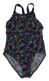 Čierne jednodielne plavky s hviezdičkami a logom NABAIJI