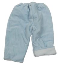 Svetlomodré zamatové zateplené nohavice