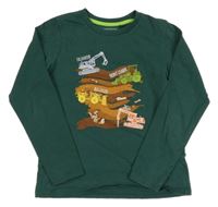 Tmavozelené funkční triko se stavebními stroji MOUNTAIN WAREHOUSE