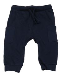 Tmavomodré cargo turecké tepláky H&M