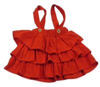 Červená vrstvená menšestrová sukňa s trakami