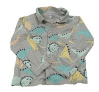 Světlešedý pyžamový kabátek s dinosaurami