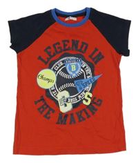 Červeno-tmavomodré tričko s nápismi PEPCO