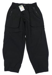 Nové - černé kostkované cuff šusťákové kalhoty PRIMARK