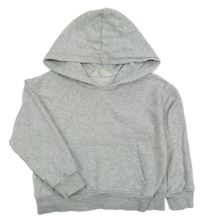 Sivá melírovaná crop mikina s vreckom a kapucňou H&M