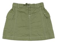Khaki cargo plátenná sukňa