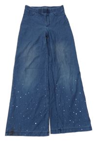 Modré flare teplákové rifle s flitry H&M