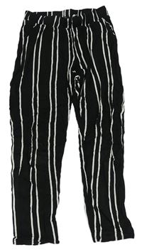 Čierno-biele pruhované letné nohavice H&M
