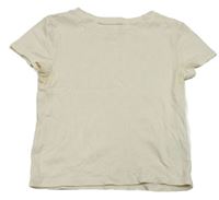 Krémové rebrované crop tričko H&M
