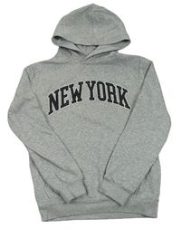 Sivá melírovaná mikina s nápisom a kapucňou H&M