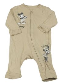 Béžový overal s Mickeym a Minnie Primark