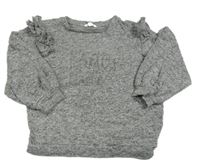 Sivá melírovaná úpletová mikina s volánikmi zn. River Island