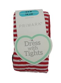 Nové - Červeno-bílé pruhované punčocháče Primark