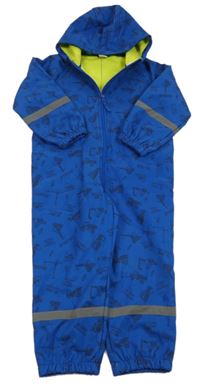 Modrá softshellová kombinéza se stavebními stroji a kapucí Kiki&Koko