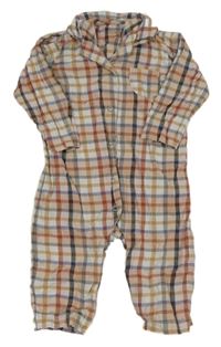 Růžovo-barevný kostkovaný flanelový overal Next