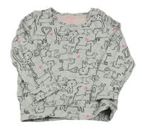 Sivá melírovaná ľahká mikina s mačkami Hema