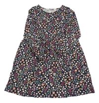 Černé květované bavlněné šaty H&M