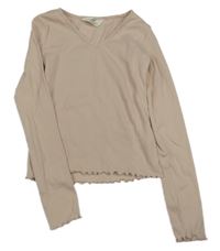 Pudrové rebrované crop tričko H&M