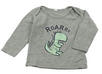 Sivé melírované tričko s dinosaurom