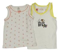 2x bílá košilka - květovaná + s Tomem a Jerrym