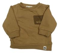 Hnedá mikina s vreckom s nápisom Rabbit+Bear