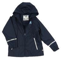 Tmavomodrá nepromokavá lehce zateplená bunda s chobotnicí a kapucí Lupilu