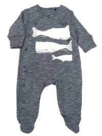 Tmavomodro-bílý pruhovaný overal s velrybami Next