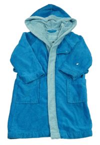 Modrý froté župan s kapucňou
