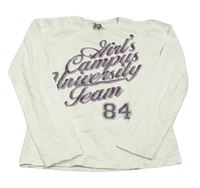 Biele tričko s nápisom s kamienkami Zara